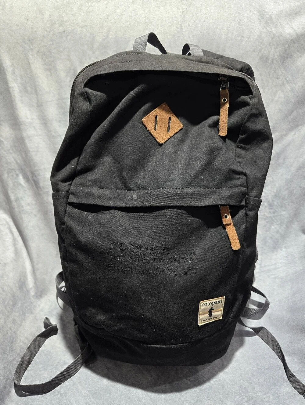 cotopaxi Black Backpack with Brown Leather Accents